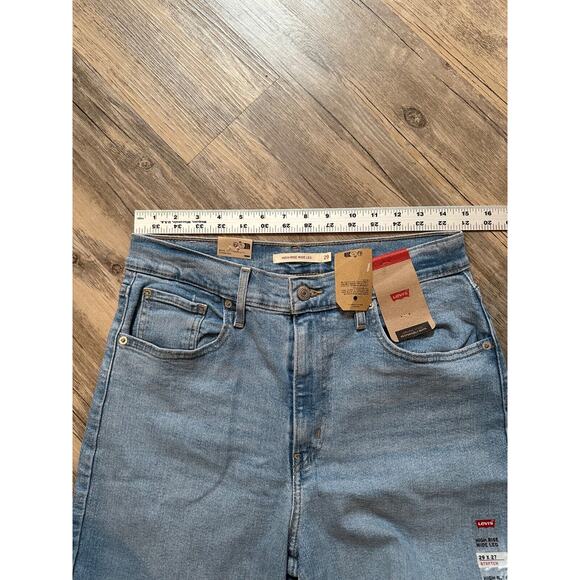 Levis High Rise Wide Leg Jeans Tag Size 29x27 Womens Blue Denim Distressed - Picture 4 of 8